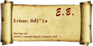 Erben Béla névjegykártya